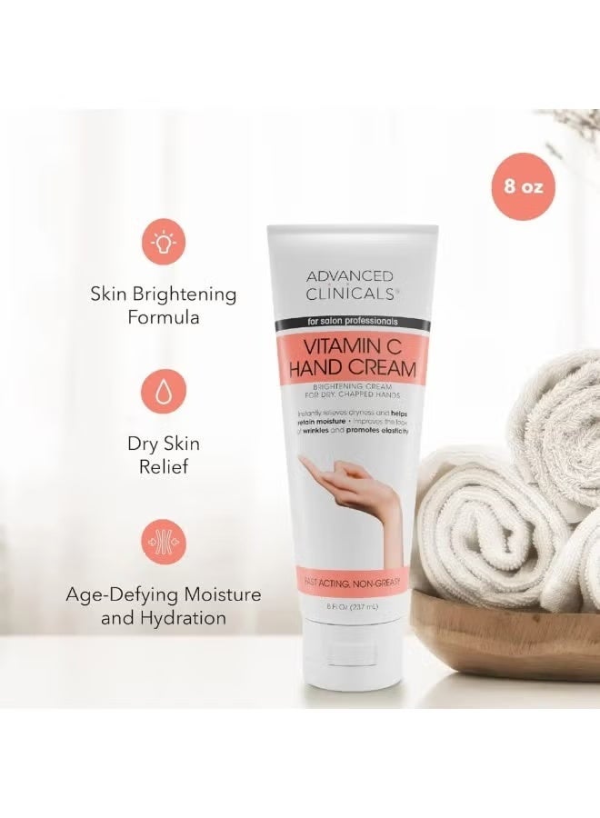 Advanced Clinicals Vitamin C Hand Cream for Moisturizing and Brightening Skin Appearance – 237 ml - Image 3
